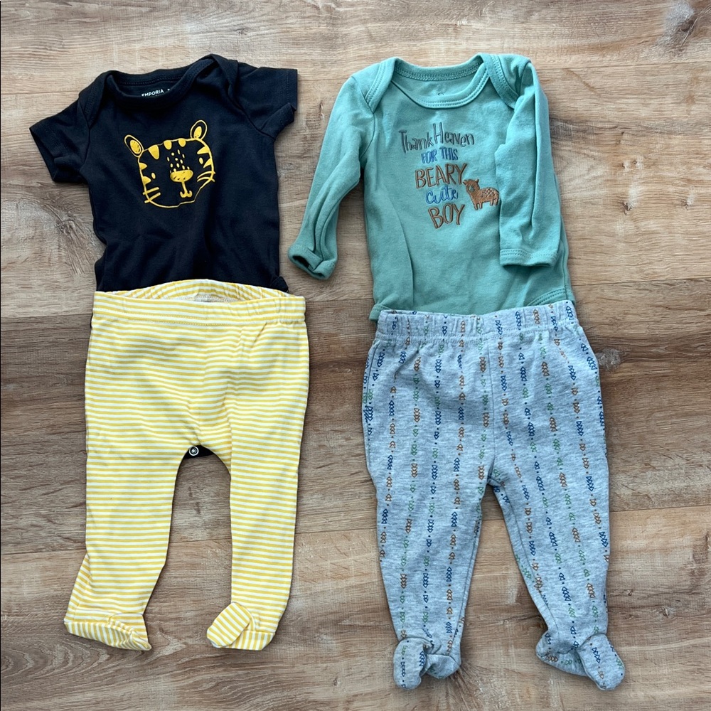 Charming Kids Bodysuit Set - Black, Green, Yellow